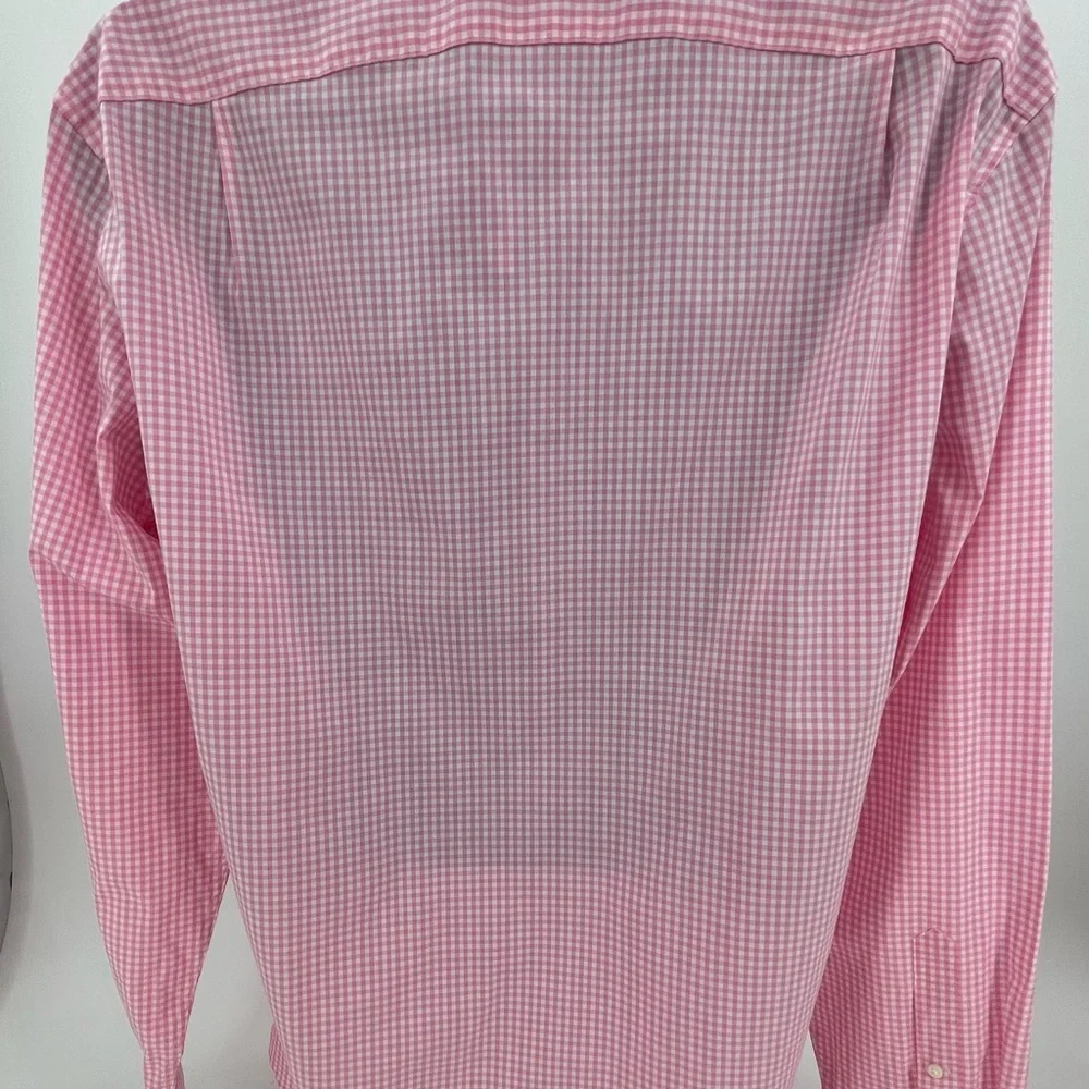J Crew Pink & White Gingham Slim Performance‎ L/S Dress Shirt AS989 Men’s XL NWT